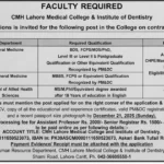 CMH Lahore Medical College and Institute of Dentistry announcing December 2025 faculty and medical job vacancies.